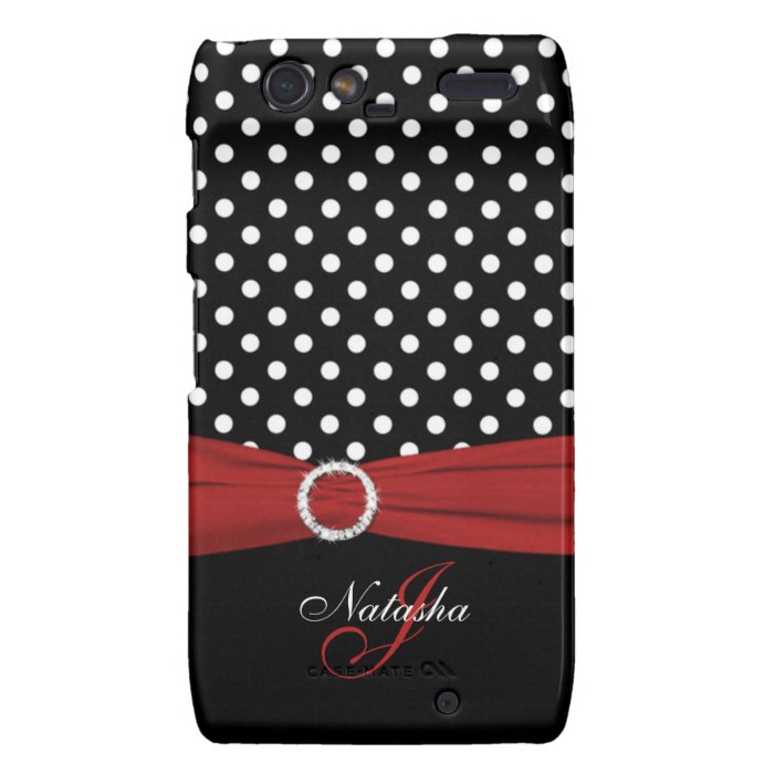 Monogram Black White Red Polka Dots Motorola RAZR Droid RAZR Case