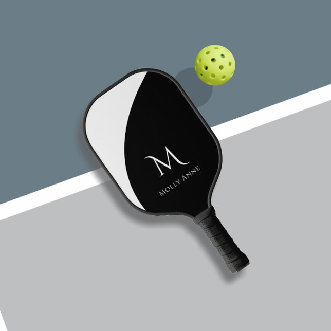 Monogram Black & White Reverse Color Block Pickleball Paddle (Creator Uploaded)