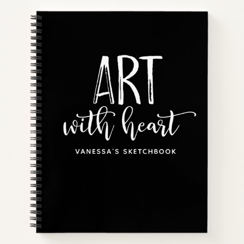 Monogram Black White Script Artist Sketchbook Notebook