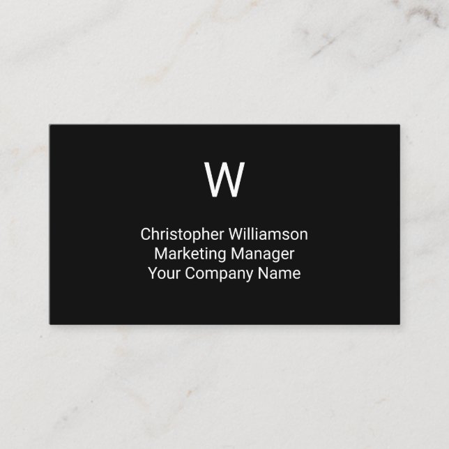 Monogram Black White Simple Minimalist Masculine Business Card (Front)