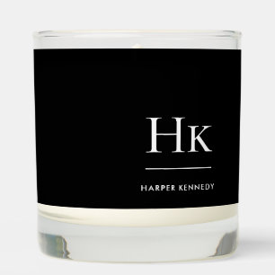 Monogram Black White Simple Monogrammed Scented Candle