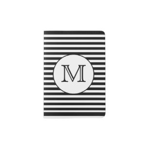 Monogram Black & White Stripes Passport Holder