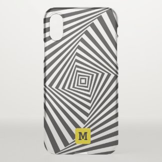 Monogram. Black & White Swirl Optical Illusion. iPhone X Case