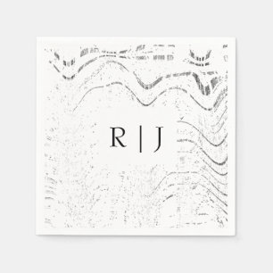 Monogram Black White Swirls Abstract  Wedding Napkins