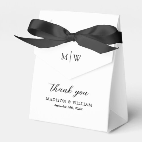 Monogram Black White Wedding Favor Box