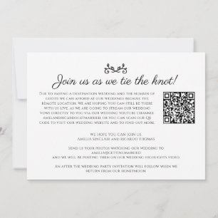 Monogram black white wedding live stream QR code Announcement