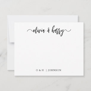 Monogram Black White Wedding Note Card