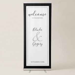 Monogram Black & White Wedding Welcome Sign