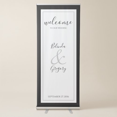 Monogram Black  White Wedding Welcome Sign