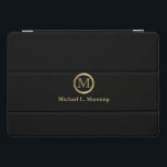 Monogram Black with Gold Accents iPad Pro Cover<br><div class="desc">Monogram Styled iPad Cover ready for you to personalize. ✔Note: Not all template areas need changed. 📌If you need further customization, please click the "Click to Customize further" or "Customize or Edit Design"button and use our design tool to resize, rotate, change text color, add text and so much more.⭐This Product...</div>