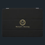 Monogram Black with Gold Accents iPad Pro Cover<br><div class="desc">Monogram Styled iPad Cover ready for you to personalize. ✔Note: Not all template areas need changed. 📌If you need further customization, please click the "Click to Customize further" or "Customize or Edit Design"button and use our design tool to resize, rotate, change text color, add text and so much more.⭐This Product...</div>