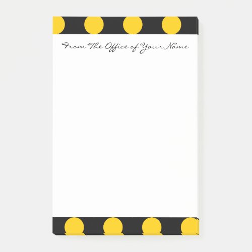 Monogram Black Yellow Chic Polka Dot Pattern Post_it Notes