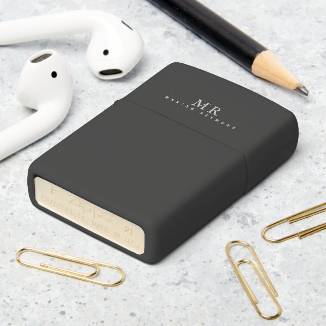 Monogram Black  Zippo Lighter (On Table 2)