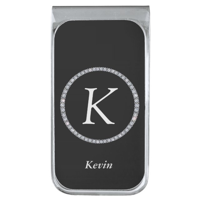 Monogram bling ring money clip (Front Vertical)