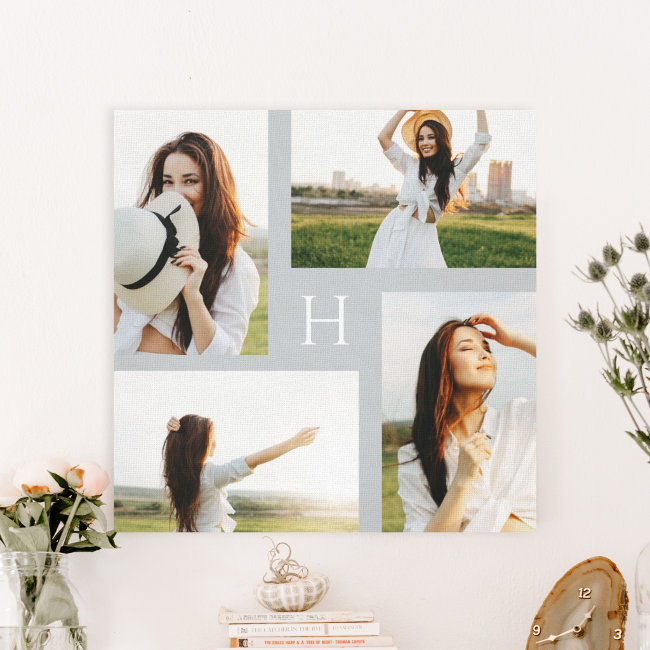 Monogram Blocks Editable Color Photo Canvas