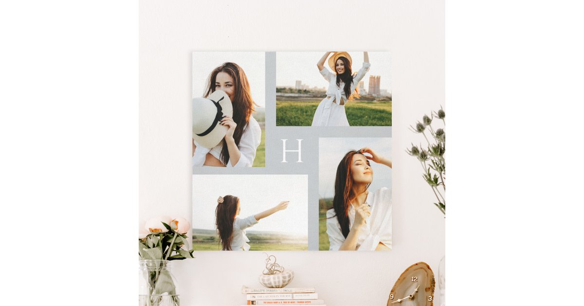 Monogram Blocks Editable Color Photo Canvas Print | Zazzle