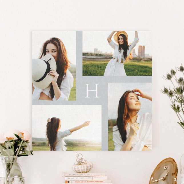 Monogram Blocks Editable Color Photo Canvas Print (Creator Uploaded)