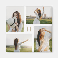 Monogram Blocks Editable Color Photo Magnet