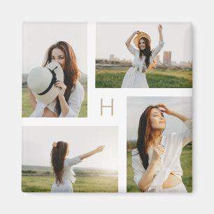 Monogram Blocks Editable Color Photo Magnet