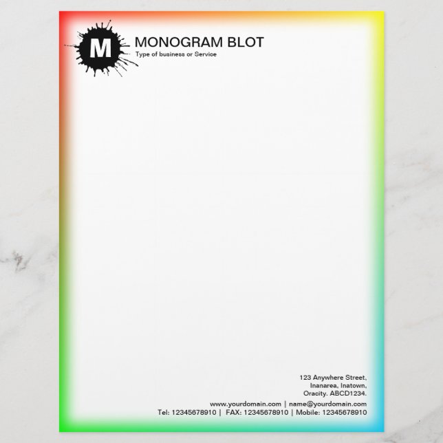Monogram Blot - Black - Color Edge Letterhead (Front)