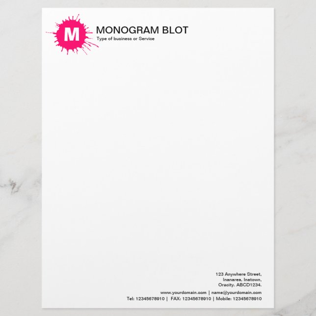 Monogram Blot - Neon Red Letterhead (Front)