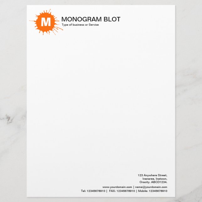 Monogram Blot - Orange Letterhead (Front)