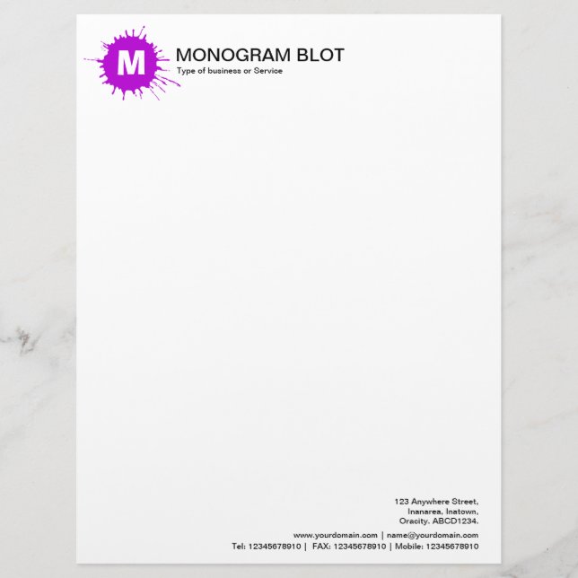 Monogram Blot - Purple Letterhead (Front)