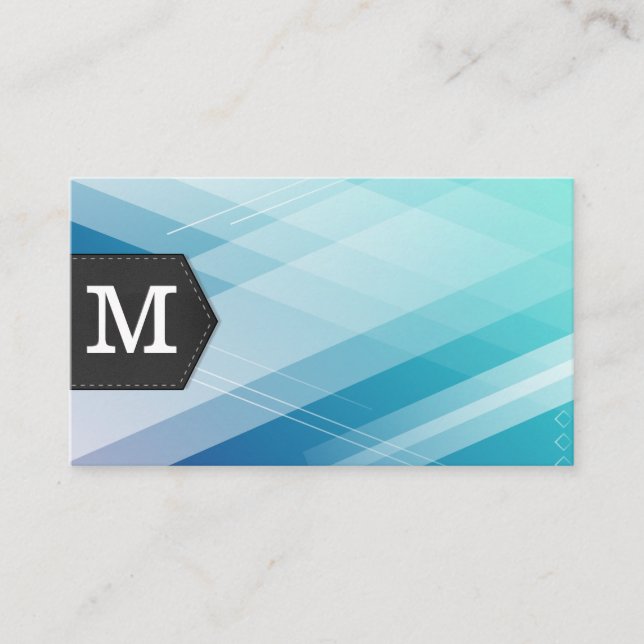Monogram | Blue Abstract Background Business Card (Front)