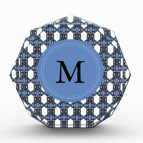 Monogram Blue Abstract Scarab Pattern Acrylic Award