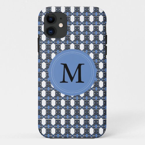 Monogram Blue Abstract Scarab Pattern iPhone 11 Case