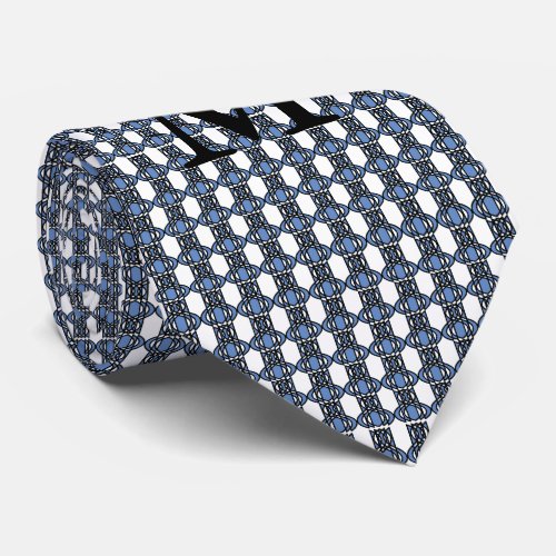 Monogram Blue Abstract Scarab Pattern Tie