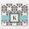 Monogram Blue and Brown Damask Mouse Pad