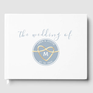 Monogram Blue and Gold Wedding Guest Book