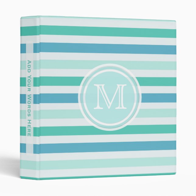 Monogram: Blue and Green Striped Binder (Front/Spine)