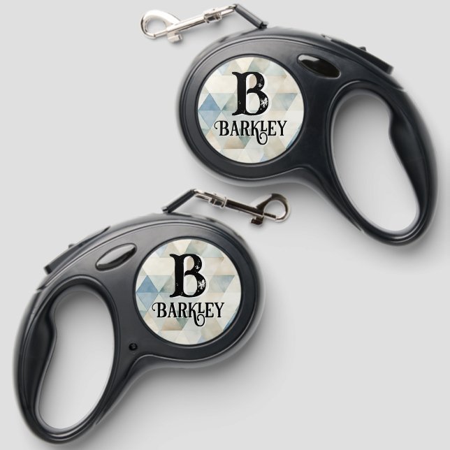 Monogram Blue and Tan stylish Pet Leash (Front & Back)