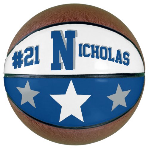 Monogram Blue and White Basketball