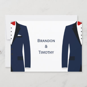 Monogram Blue And White Gay Wedding RSVP Card 5x7