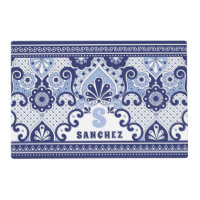 Monogram Blue and White Mexican Talavera Tile