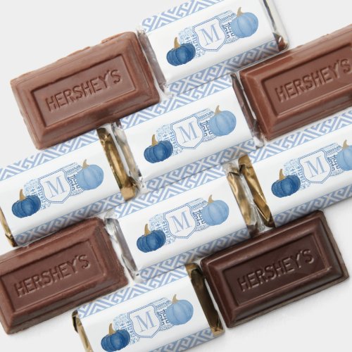 Monogram Blue And White Pumpkins Boy Baby Shower  Hersheys Miniatures