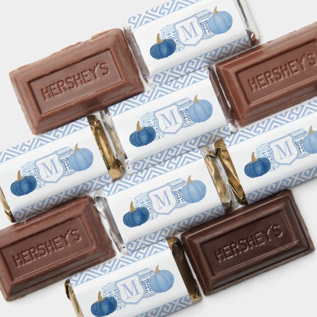 Monogram Blue And White Pumpkins Boy Baby Shower  Hershey's Miniatures (Assorted)