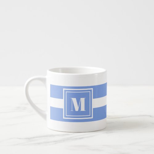 Monogram Blue and White Striped Espresso Cup