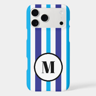 Monogram Blue and White Summer Stripes iPhone 17 Pro Max Case