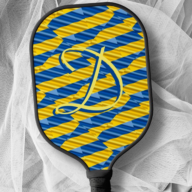 Monogram Blue and Yellow Stripes Ukraine Inspired Pickleball Paddle (Creator Uploaded)