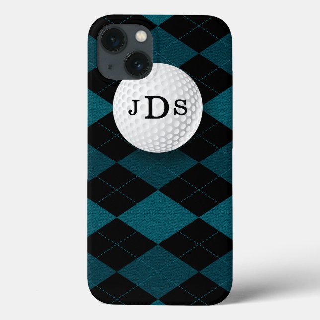 Monogram Blue Argyle, Golf Ball iPad Mini Case (Back)