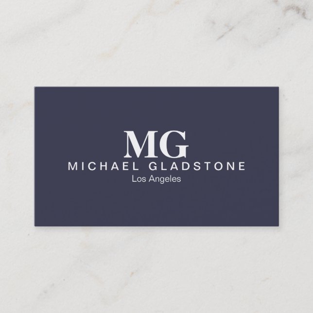 Monogram Blue Background Business Card (Front)