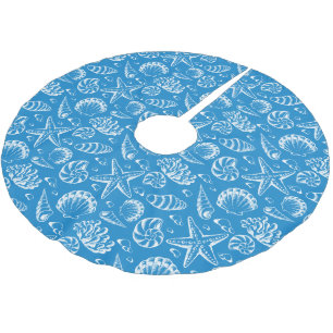Monogram Blue Beach Pattern Brushed Polyester Tree Skirt