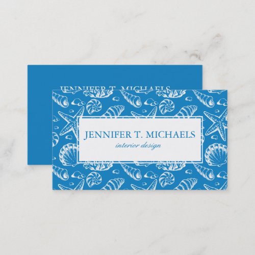 Monogram Blue Beach Pattern Business Card