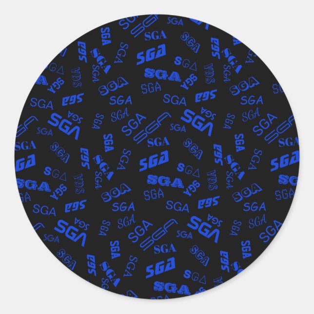 Monogram | Blue & Black Classic Round Sticker (Front)