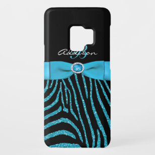 Monogram Blue, Black Glitter Zebra Galaxy S3 Case-Mate Samsung Galaxy S9 Case
