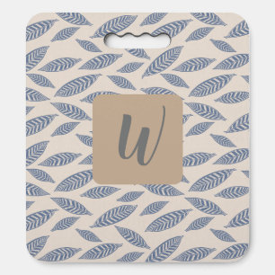 Monogram Blue Botanical Leaf Stadium Seat Cushion